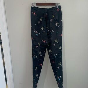 Vintage Silk Box Black Embroidered Satin Pants
